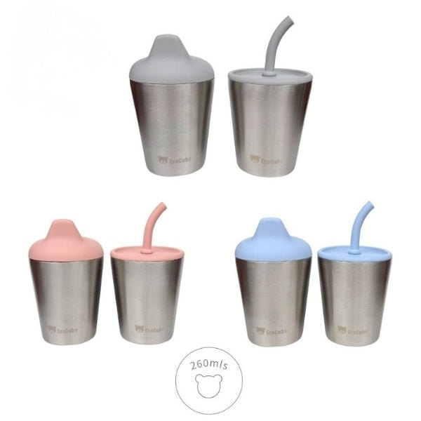 3-in-1 Stainless Steel Sippy Cup + Straw Lid • Leak Proof • Insulated – EcoCubs