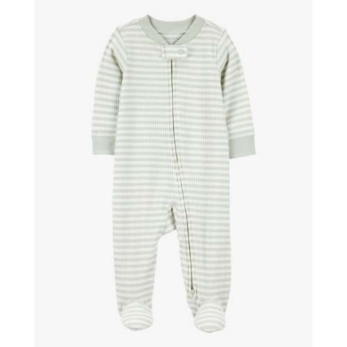 Baby Striped 2-Way Zip Ribbed Sleep & Play Pajamas - Green/White - Carter's | Carter's