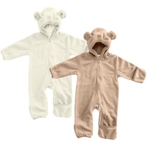 Fleece Baby Bunting Bodysuit – Infant One Piece Kids Hooded Romper Outerwear Toddler Jacket