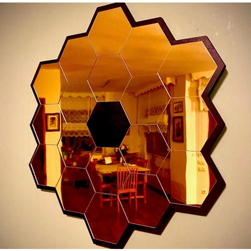 James Webb Space Telescope Mirror, Wall Decoration 22''- 15''- 10'' Mirror Handmade Wooden Gold Mirror,