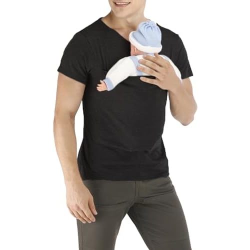 Kangaroo Shirt for Dad and Baby - Dad Baby Carrier Shirt Mens Baby Carrier Shirt V Neck Short Sleeve Kangaroo T Shirt