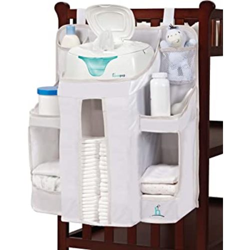 hiccapop Hanging Diaper Organizer for Changing Table and Crib, Diaper Stacker and Crib Organizer | Hanging Diaper Caddy Organizer for Baby Essentials | Nursery Organizer for Cribs