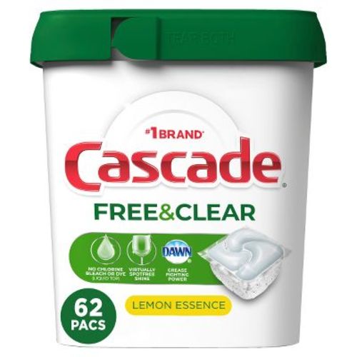 Dawn Cascade Free & Clear Action Pacs Dishwasher Detergent Tablets - Lemon Essence - 62ct