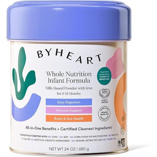 ByHeart Infant Formula Powder for Infants 0-12 Months, Made With Organic Whole Milk, Clean Label Project Certified, Closest-to-Breast Milk Baby Formula Patented Protein Blend, 24 Ounce (Pack of 1)