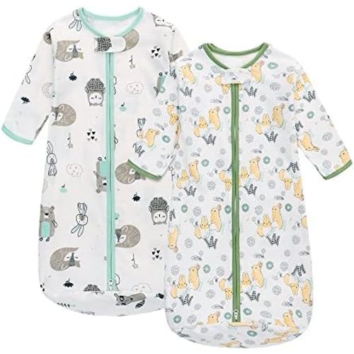 Miracle Baby Long Sleeve Sleep Sack 2 Pack Wearable Blanket Baby 100% Cotton Sleeping Bag for Newborn Infant Toddler