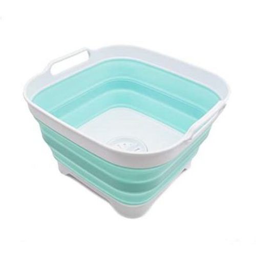 Sammart 10l (2.64 Gallon) Collapsible Dishpan With Draining Plug, White/grey
