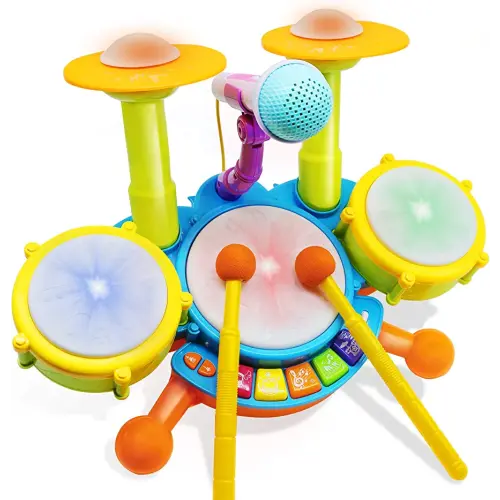 Drum Set for Toddlers 1-3, Kids Drum Set Musical Instruments, Toys for 1 2 3 Year Old Boy Birthday Gifts, Electric Drum Kit for Babies Boy Girl 6 12 18 Month