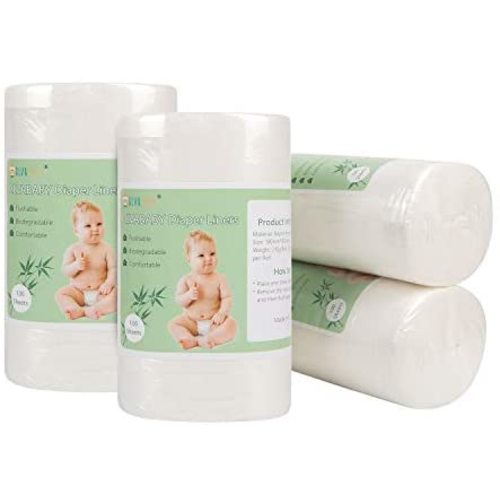 ALVABABY Disposable Flushable Liners for Cloth Diaper, Biodegradable Bamboo Cloth Diaper Liners, Compostable, Fragrance Free and Chlorine Free - 400 Sheets 4BBT02