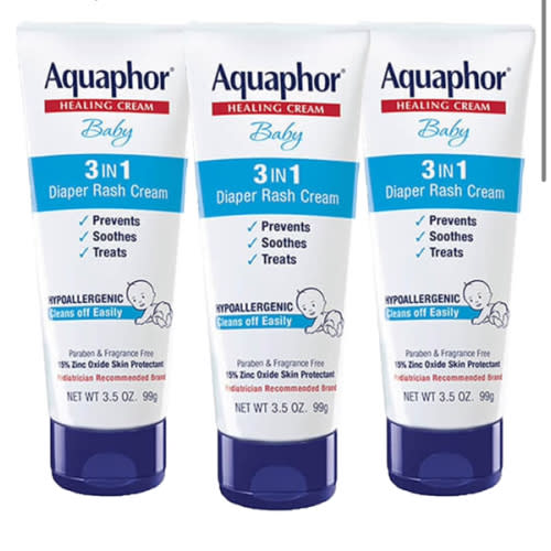 Amazon.com: Aquaphor Baby Diaper Rash Cream, 3-in-1 Diaper Rash Relief, 3.5 Oz Tube, (Pack of 3) : Baby