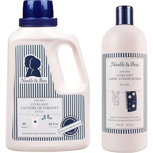 Noodle & Boo Clean Clothes Bundle: Liquid Baby Laundry Detergent (60 fl oz) + Baby Fabric Softener (32 fl oz) | Pediatrician-tested, Hypoallergenic, Gentle on Newborn Skin, Plant-Based