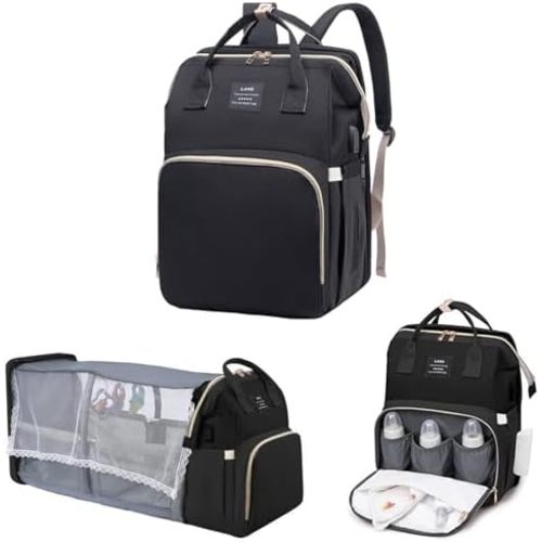 Diaper Bag Backpack with Changing Station Waterproof Expandable Baby Diaper Bags Backpack with USB Charging Port