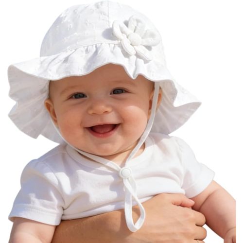 Baby Girl Wide Brim Bucket Hats with UPF 50+ Outdoor Adjustable Beach Hat with Sun Hat