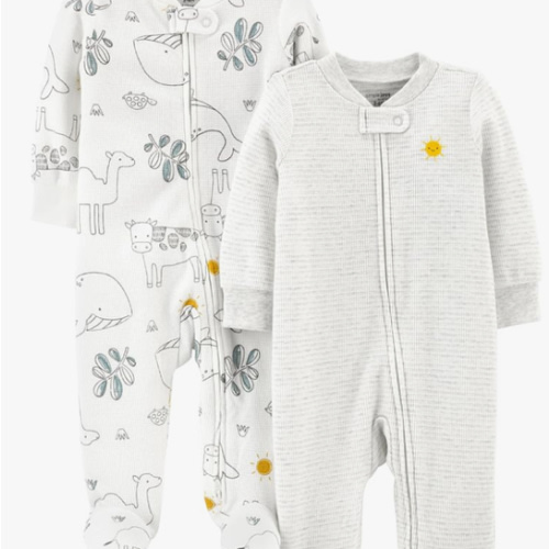 Simple Joys by Carter's Baby 2-Way Zip Thermal Footed Sleep and Play, Pack of 2