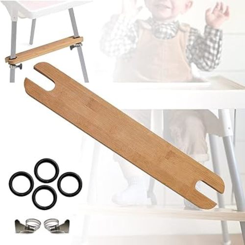 High Chair Footrest, Adjustable Height Natural Bamboo Baby Highchairs Pedal, Suitable for IKEA Antilop High Chair Footstool