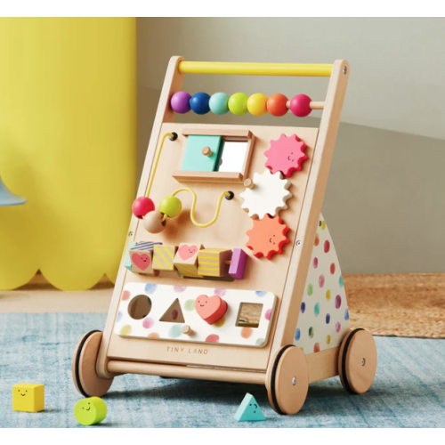 Tiny Land® Premium Natural Wooden Activity Walker
