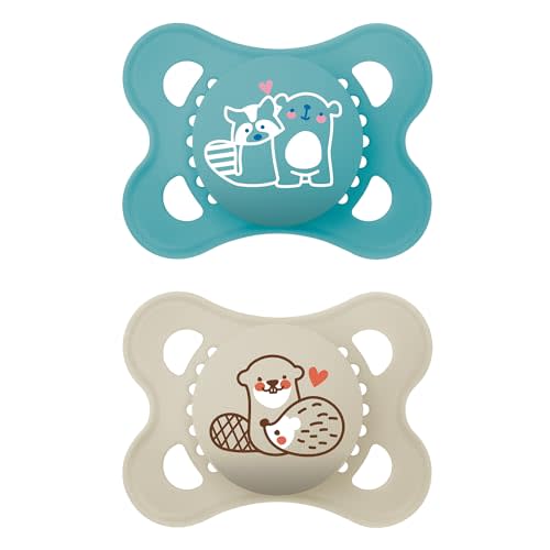 MAM Original Matte Baby Pacifier, Nipple Shape Helps Promote Healthy Oral Development, Sterilizer Case, Boy, 0-6 (Pack of 2)