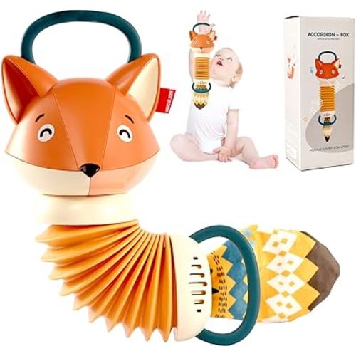 Fox Accordion Baby Toys, Early Development Educational Infant Music Toy Accordion Musical Instrument, Cartoon Cute Hand Grip Baby Toy for Toddlers 18+ Months Boys Girls