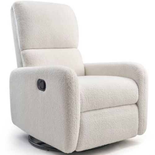 Recliner Chair for Living Room,Nursery Glider with High Back Massage Swivel, Teddy Gray