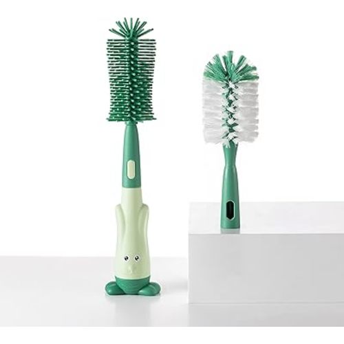Multifunctional Cleaning Brush, Baby Bottle Brush, Bottle Brush Cleaner Set, Green, Silicone and Nylon Brush
