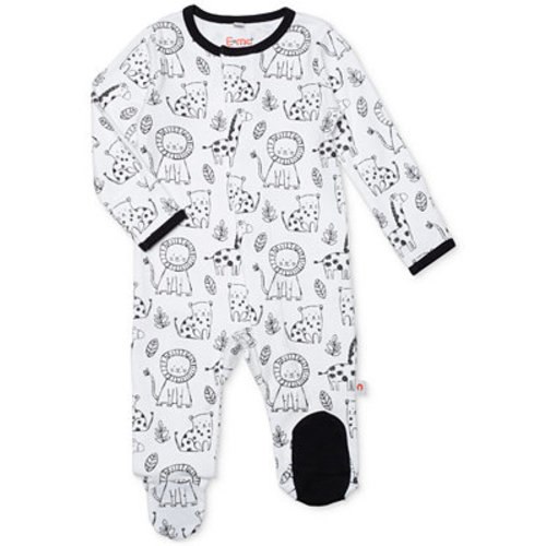 Baby Boys Magnetic Printed Cotton Footed Coverall