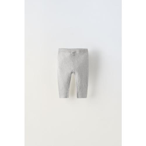 BUTTON RIBBED LEGGINGS - Gray marl | ZARA United States