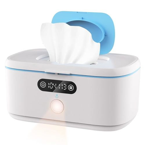 Bellababy Wipe Wamer for Vehicle and Home Use, Baby Wet Wipes Dispenser and Diaper Wipe Warmer with Night Light,Temperature Display,No Need Water and Sponge, ℉ and ℃ Convertible - Blue