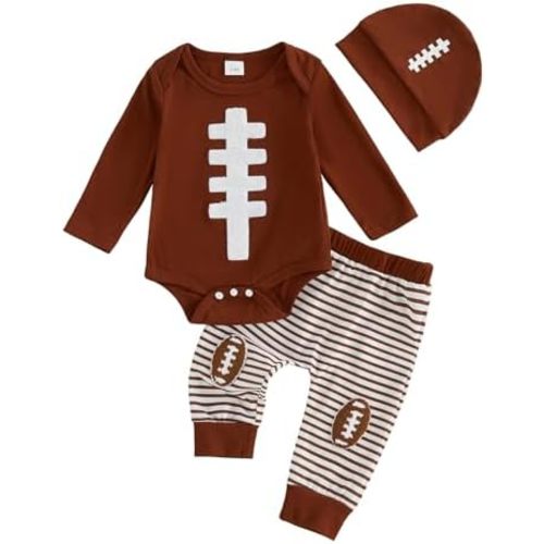 Newborn Baby Boy 3Pcs Outfit Letter Print Long Sleeve Romper Pants Hat Cute Infant Coming Home Fall Clothes Set