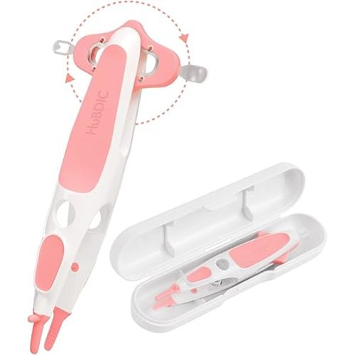 HubiBaby 3 in 1 Baby Nose Cleaning Tweezer Booger Remover and Baby Ear Wax Removal Tool with Soft Silicone Dual Ear Wax and Safe Nasal Picker for Newborns Infants & Toddlers (Pink)