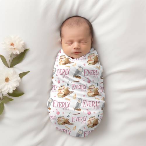Girl Wizard Swaddle Set, Wizard Baby Blanket, Personalized Wizard Magic Baby Blanket, Wizard Nursery Theme, Wizard Newborn Blanket B53