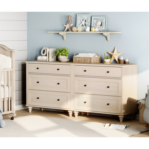 Ophelia & Co. Kids Dressers With 6 Drawers, Mid Century Modern Wooden Closet Storage Organizer For Living Room, Nursery, Hallway, Light Beige | Wayfair