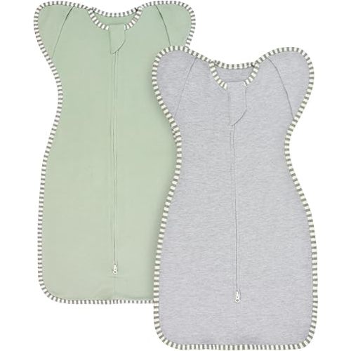 Baby Sleep Swaddle Arms up Swaddle 0-3 Months, Baby Transitional Swaddle Sack with 2-Way Zipper, 2-Pack Arms In/ Out 100% Cotton 0.8 Tog Baby Transition Swaddle Sleep Sack for Boy Girl (Small 5-14lbs)