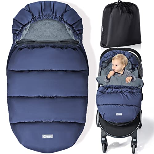 Orzbow Universal Footmuff for Stroller, Winter Warm Baby Stroller Bunting Bag, Waterproof Windproof Warm Coral Fleece Lined for Toddler Stroller Sleeping Bag (Blue)