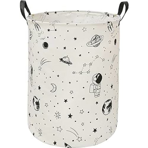 Canvas Clothes Basket Laundry Hamper with Handles,Waterproof Cotton Storage Organizer Perfect for Kids Boys Girls Toys Room, Bedroom, Nursery,Home,Gift Basket (astronaut)