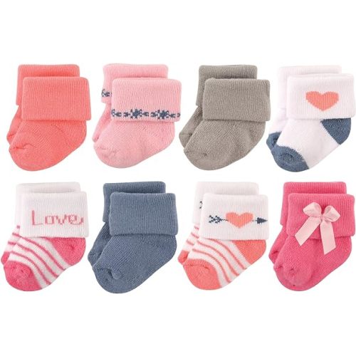Hudson Baby Baby Girls' Cotton Rich Newborn and Terry Socks