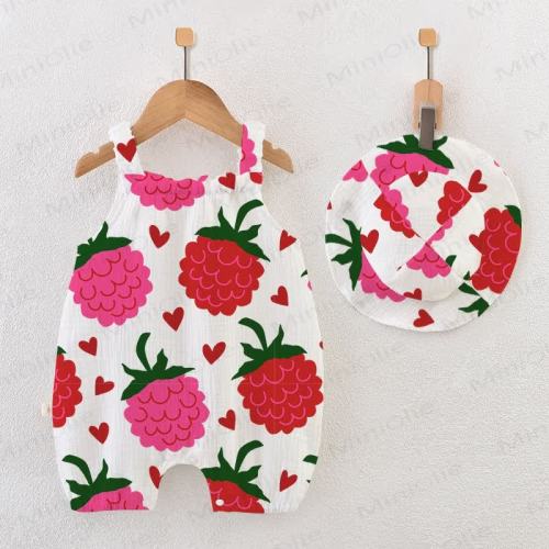 Baby Girl Raspberry Romper with Hat