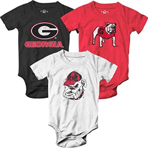 Wes and Willy Baby College Team 3 Pack of Cotton Rompers