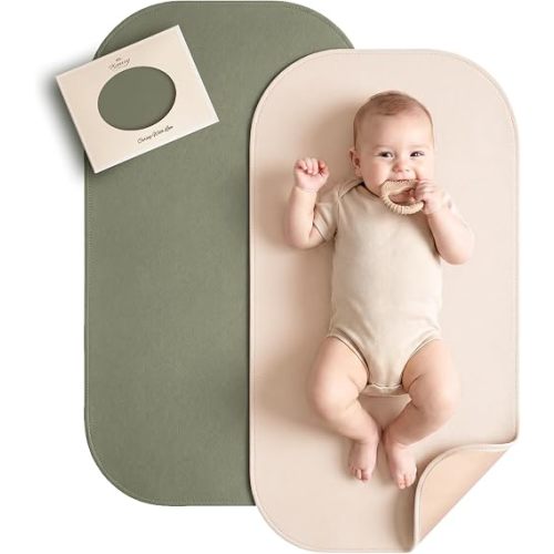 Konssy Faux Leather Baby Changing Mat, Waterproof Diaper Changing Pad