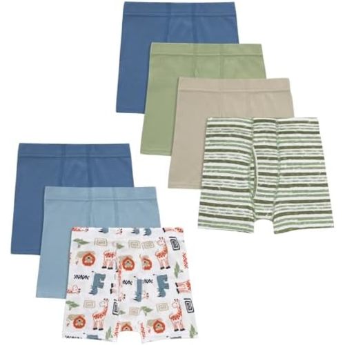 Hanes Boys' Organic Cotton, Pure Comfort Boxer Brief Underwear for Toddlers, Multipacks
