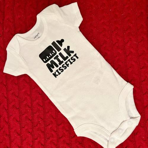 Milk Kissfist Baby Bottle One Piece Shirt Bodysuit | "I Love Milk" in ASL | ASL Gift for Baby | ASL Slangs for Babies