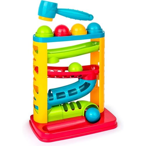 Durable Pound A Ball Toys for Toddler, Stacking, Learning, Active, Early Developmental Hammer Montessori Toys, Fun Gifts for Boy & Girl - STEM Educational Toy - Great Birthday Gift Ages 1 2 3