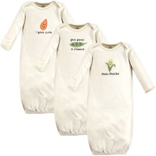 Touched by Nature Unisex Baby Organic Cotton Gowns, Corn, Preemie/Newborn