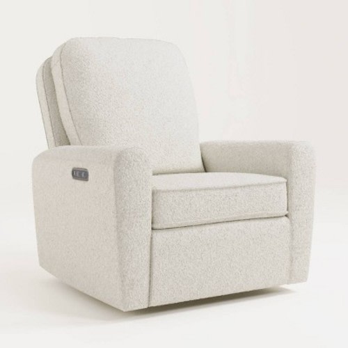 Storkcraft Amalfi Deluxe Power Recliner Swivel Glider with Dual USB Charging - Ivory Boucle