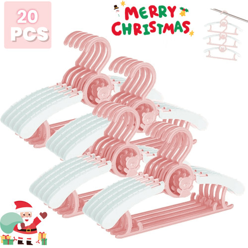 EUZODNAK Baby Hangers for Closet, Non-Slip 11"-14" Adjustable Infant Clothes Hanger for Nursery, 0-18yrs Plastic Kid Hanger Clothing Organizer, Children Pink Plastic Rack for Newborn Toddler Coat
