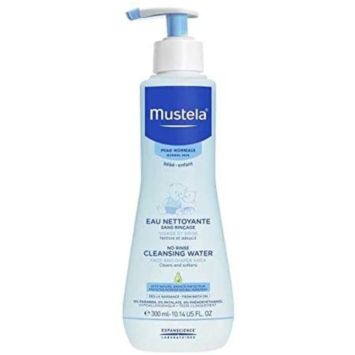 Mustela No Rinse Baby Cleanser - Micellar Water - with Avocado & Aloe Vera - For Baby's Face, Body & Diaper - Various Sizes - 10.14 Fl Oz - 1 Pack