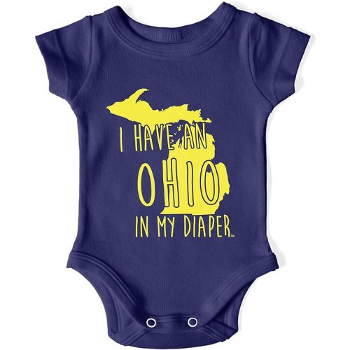 Ohio Funny Baby Onesie - 100% Cotton Michigan Baby Outfit - Funny Baby Gifts - Made In The USA - Navy - Newborn