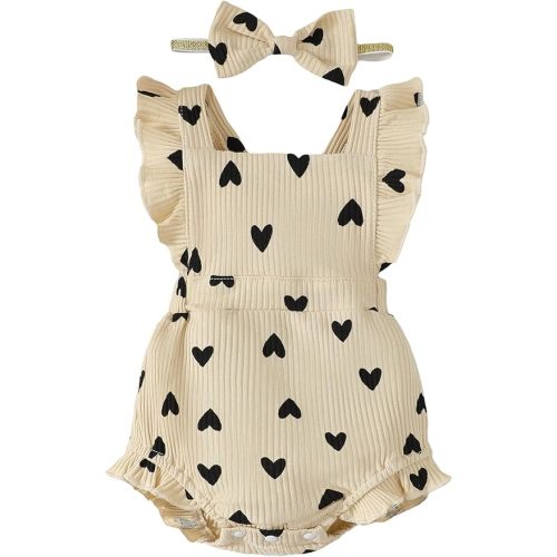 Fullfamous Baby Girl Ruffled Jumpsuit and Headband Set