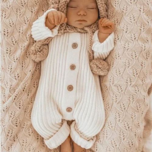 Little B's Chunky Rib Baby Jumpsuit - Milk