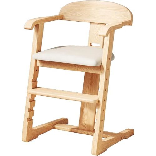DOMGMUWUJEE Solid Wood Toddler Dining Chair - Adjustable Height Easy to Clean Toddler high Chair - Kids high Chair from 3 Years to 200 Lb, Grow with Child (Natural Grey)