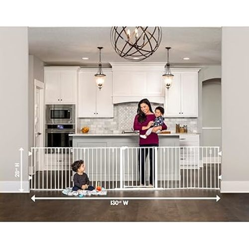 Regalo 130-Inch Super Wide Adjustable Baby Gate and Play Yard, 2-in-1, Bonus Kit, Includes 4 Pack of Wall Mounts(Pack of 1)