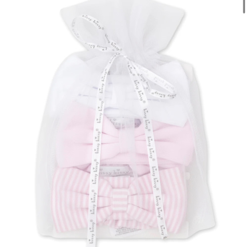 Pink Stripe 3 Pack Headband Set w/ Tulle Bag